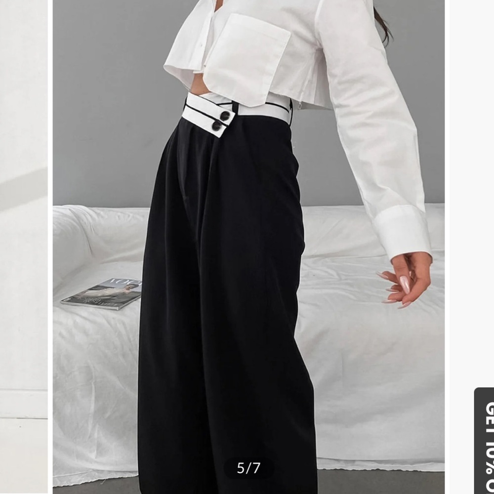 Commense Elegant Black Wide-Leg Trousers - Picture 5 of 6